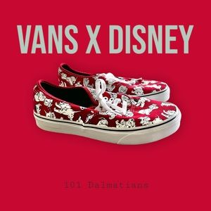 VANS X Disney 101 Dalmatians Red Canvas Shoes Women’s Size 8.5